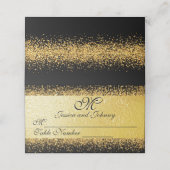 Elegante goudfolie Confetti op zwart Plaatskaartje (Buitenkant ongevouwen)