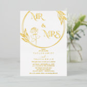 Elegante goudfolie | Emerald Mr. & Mrs. Wedding Folie Uitnodiging (Staand Voorkant)