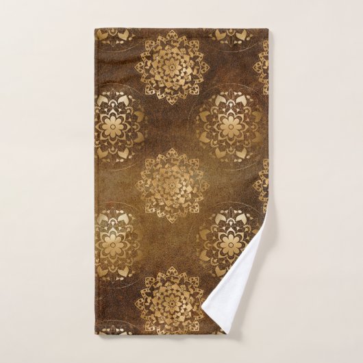 Elegante goudfolie en zwarte Indiase mandala Bad Handdoek (Handdoek)