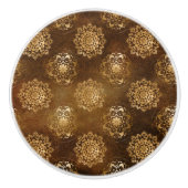 Elegante goudfolie en zwarte Indiase mandala Keramische Knop (Voorkant)