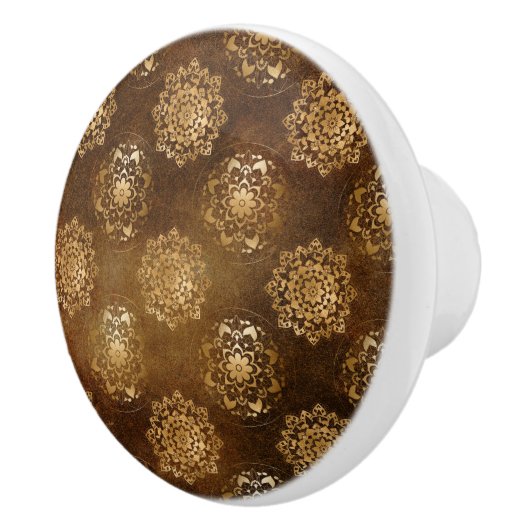 Elegante goudfolie en zwarte Indiase mandala Keramische Knop (Rechts)