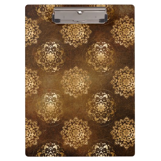 Elegante goudfolie en zwarte Indiase mandala Klembord (Voorkant)