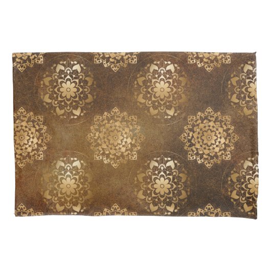 Elegante goudfolie en zwarte Indiase mandala Kussensloop (Voorkant)