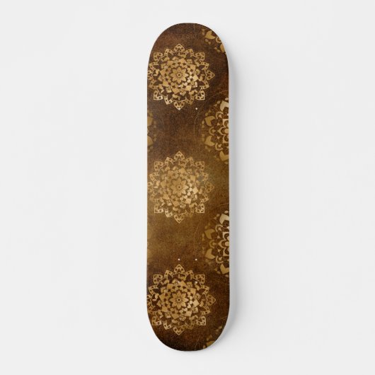 Elegante goudfolie en zwarte Indiase mandala Persoonlijk Skateboard (Voorkant)