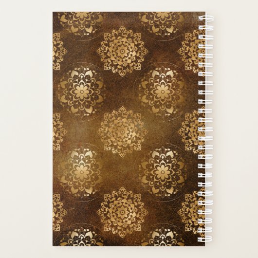 Elegante goudfolie en zwarte Indiase mandala Planner (Achterkant)