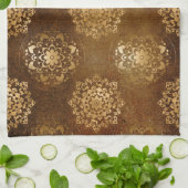 Elegante goudfolie en zwarte Indiase mandala Theedoek (Gevouwen)