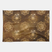 Elegante goudfolie en zwarte Indiase mandala Theedoek (Horizontaal)