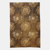 Elegante goudfolie en zwarte Indiase mandala Theedoek (Verticaal)