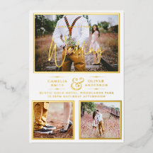 Elegante GOUDFOLIE Foto Collage Witte Bruiloft