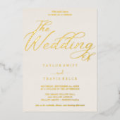 Elegante goudfolie | Ivoor Lijst bruiloft Folie Uitnodiging (Voorkant)