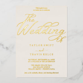 Elegante goudfolie | Ivoor Lijst bruiloft Folie Uitnodiging