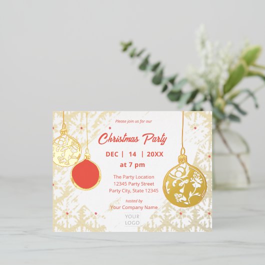 Elegante goudfolie moderne feestelijke zakelijke v folie uitnodiging briefkaart (Staand Voorkant)