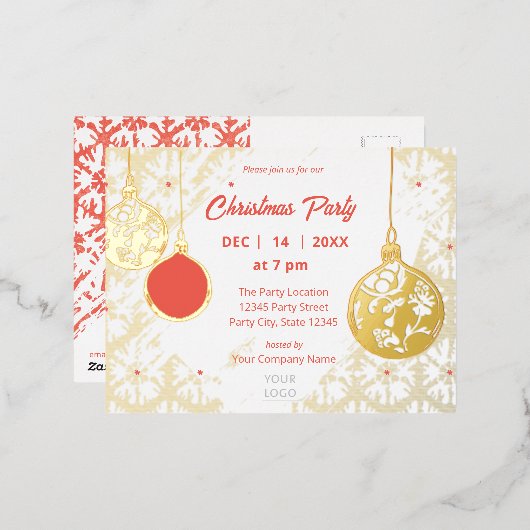 Elegante goudfolie moderne feestelijke zakelijke v folie uitnodiging briefkaart (Voorkant / Achterkant)