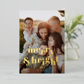 Elegante goudfolie Moderne foto vakantie Kaart (Staand Voorkant)