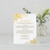 Elegante goudfolie op witte bruiloft Details Kaart (Staand Voorkant)
