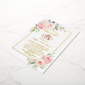 Elegante GOUDFOLIE Roze Bloemen Bruids Theepartij Folie Uitnodiging (Gedraaid)