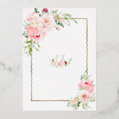 Elegante GOUDFOLIE Roze Bloemen Bruids Theepartij Folie Uitnodiging (Achterkant)