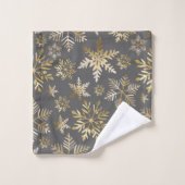Elegante goudfolie sneeuwvlokken Grijs Kerstmis Bad Handdoek (Wasdoekje)