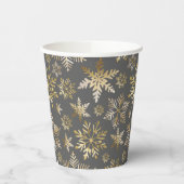Elegante goudfolie sneeuwvlokken Grijs Kerstmis Papieren Bekers (Links)