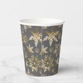 Elegante goudfolie sneeuwvlokken Grijs Kerstmis Papieren Bekers (Rechts)