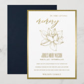 ELEGANTE GOUDFOLIE WATER LILY SYMPATHY MEMORIAL BEDANKKAART (Voorkant / Achterkant)