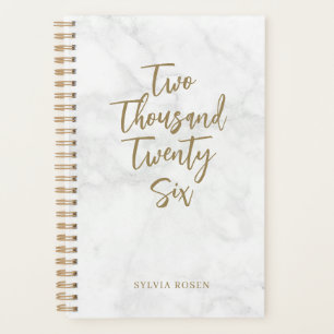 Elegante goudgrijze witte marmeren gepersonaliseer planner