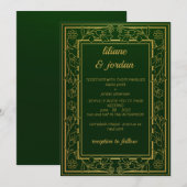 elegante goudkalligrafie emerald green Wedding Kaart (Voorkant / Achterkant)