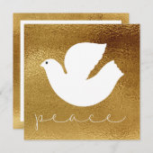 Elegante Goudkleurige Moderne Vredes Kerstkaart (Voorkant / Achterkant)