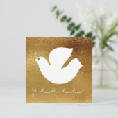 Elegante Goudkleurige Moderne Vredes Kerstkaart (Staand voorkant)