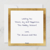 Elegante Goudkleurige Moderne Vredes Kerstkaart (Achterkant)