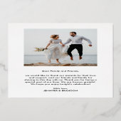 Elegante goudschrift bedankkaart voor trouwfoto folie uitnodiging (Achterkant)