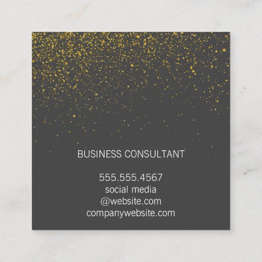 Elegante goudstof / Grijs Vierkante Visitekaartje (Achterkant)