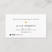 elegante goudstrook dank u visitekaartje (Achterkant)