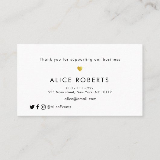 elegante goudstrook dank u visitekaartje (Achterkant)