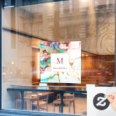Elegante Goudvos Marmer Monogram Schoonheidssalon Raamsticker (Cafe Raam)