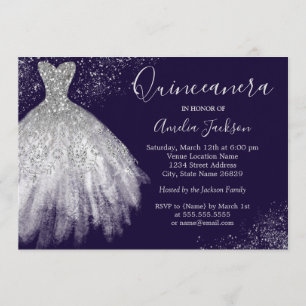 Elegante Gown Paarse Quinceanera Uitnodiging