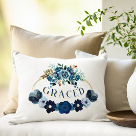 Elegante GRACED Inspirerend Blu Floral Waterverf Accent Kussen