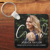 Elegante Grad Script Afgestudeerde Foto Sleutelhanger (Voorkant)