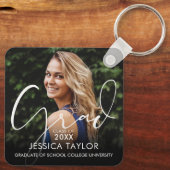 Elegante Grad Script Afgestudeerde Foto Sleutelhanger (Achterkant)