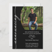 Elegante Grad Script Foto Afstuderen Aankondiging (Achterkant)