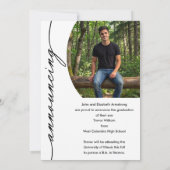 Elegante Grad Script Foto Afstuderen Aankondiging (Achterkant)