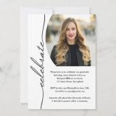 Elegante Grad Script Foto Afstuderen Kaart (Achterkant)