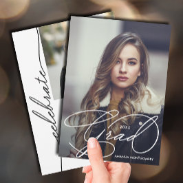 Elegante Grad Script Foto Afstuderen Kaart