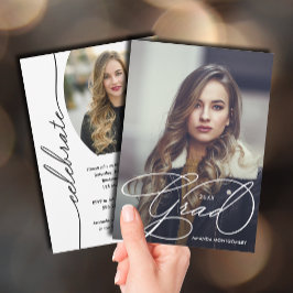 Elegante Grad Script Foto Afstuderen Kaart