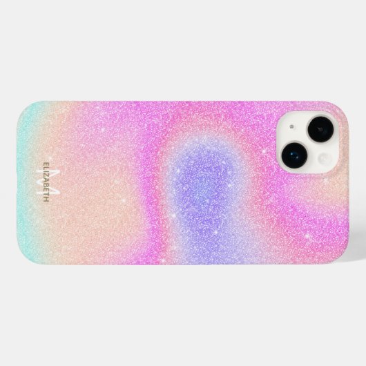 Elegante Gradiënt Glitter Swirl Holografisch Case-Mate iPhone Case (Achterkant (horizontaal))