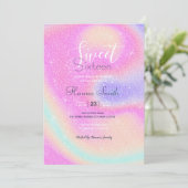 Elegante Gradiënt Glitter Swirl Holografisch Kaart (Staand voorkant)