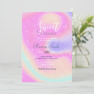 Elegante Gradiënt Glitter Swirl Holografisch Kaart