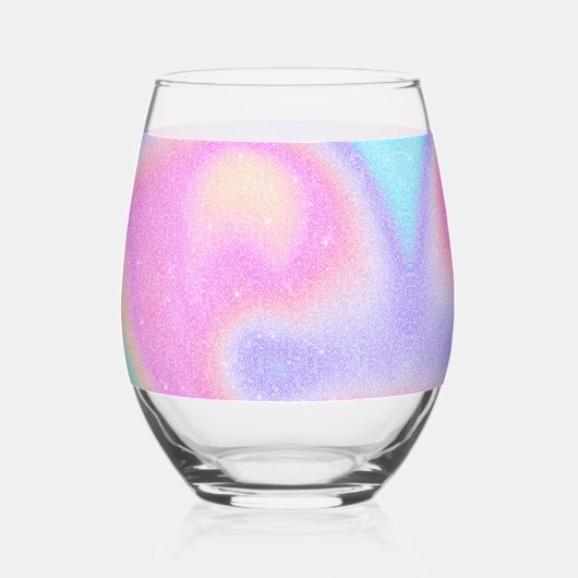 Elegante Gradiënt Glitter Swirl Holografisch Wijnglas Zonder Voet (Voorkant)