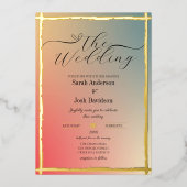 Elegante Gradient Ombre Gouden Grenzen Foto Folie Uitnodiging (Voorkant)