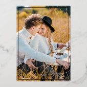 Elegante Gradient Ombre Gouden Grenzen Foto Folie Uitnodiging (Achterkant)